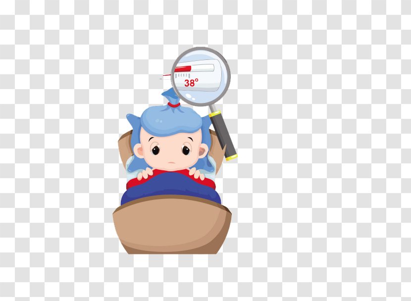 Fever Cartoon Infant Illustration - Fictional Character - Blue Hair Boy Transparent PNG