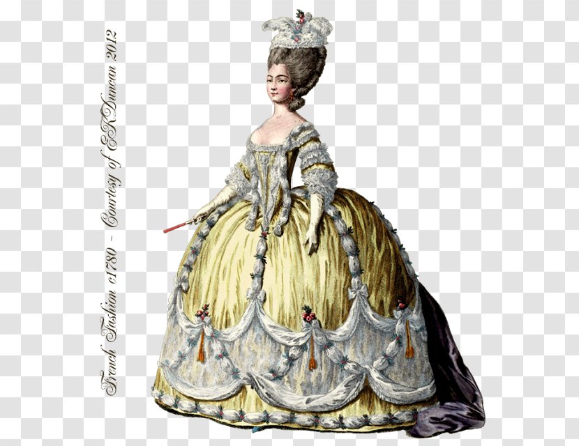 18th Century Fashion Plate Dress Costume - Figurine Transparent PNG