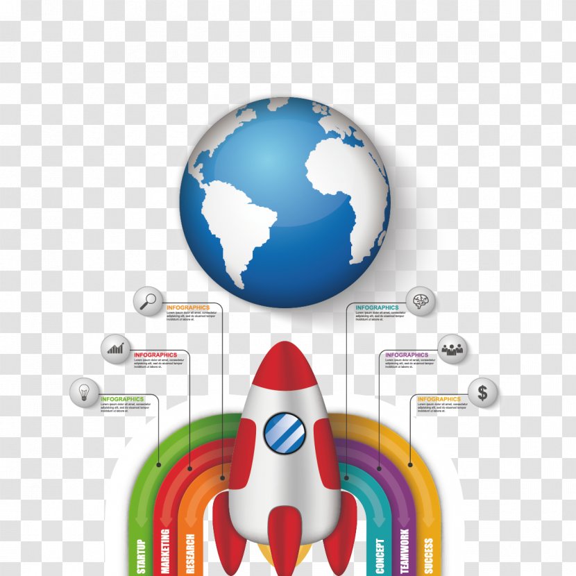 Graphic Design Infographic - Chart - Vector Rocket And Earth Transparent PNG