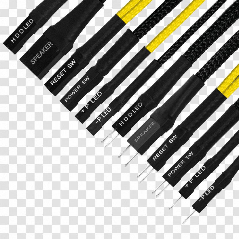 Black White Electrical Cable Yellow Green - Text Transparent PNG