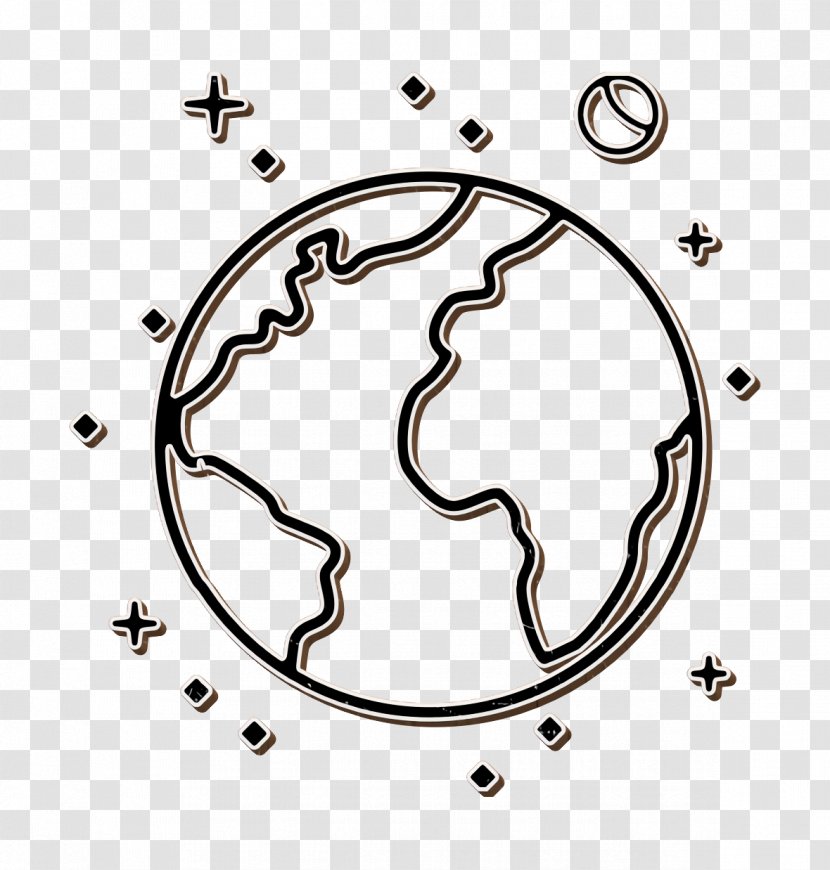 Earth Icon Moon Planet - Line Art Symbol Transparent PNG