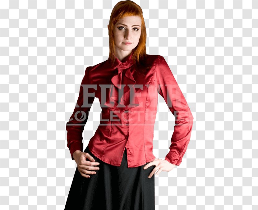 Sleeve Satin Blouse Ruffle Clothing - Shirt Transparent PNG