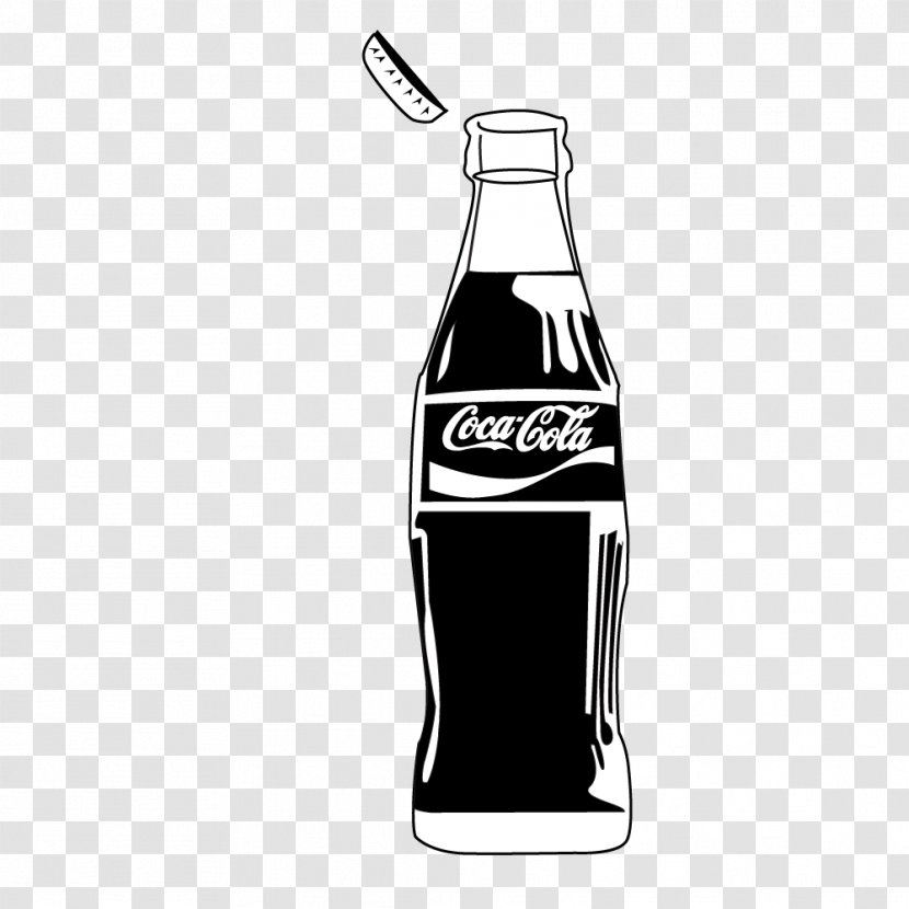 Fizzy Drinks Bottle Monochrome Black And White - Coke Transparent PNG