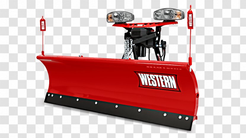 Snowplow Plough Western Products Spreader Heavy Machinery - Skidsteer Loader - RED LINES Transparent PNG