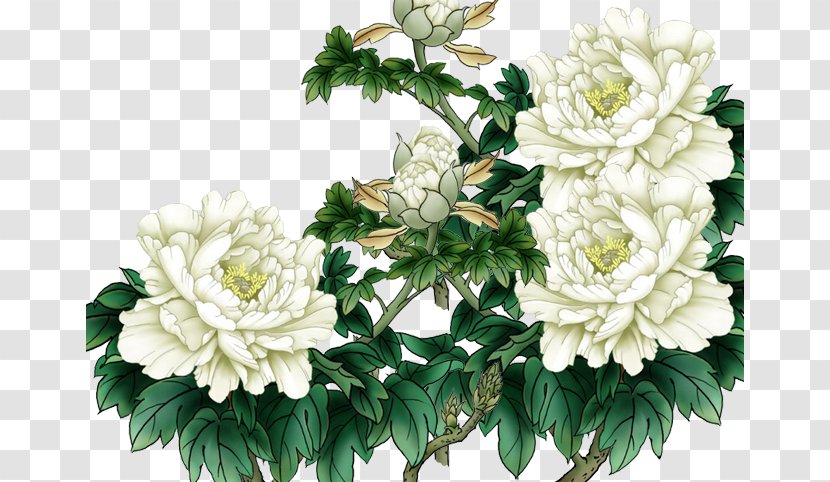 Floral Design Moutan Peony Ink Wash Painting U767du7261u4e39 - Artificial Flower - White Flowers Transparent PNG