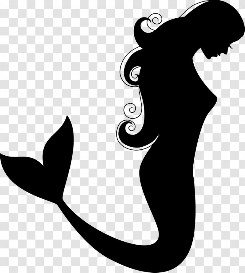 Mermaid Ariel Legend Clip Art - Black And White Transparent PNG