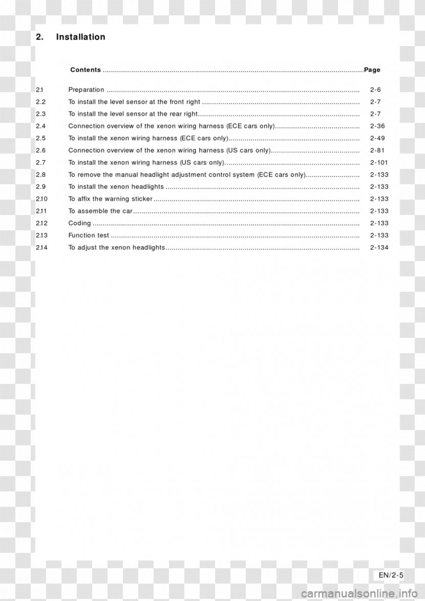 Index Product Manuals Text BMW Table Of Contents - Brand - Suzuki Swift 2007 Transparent PNG