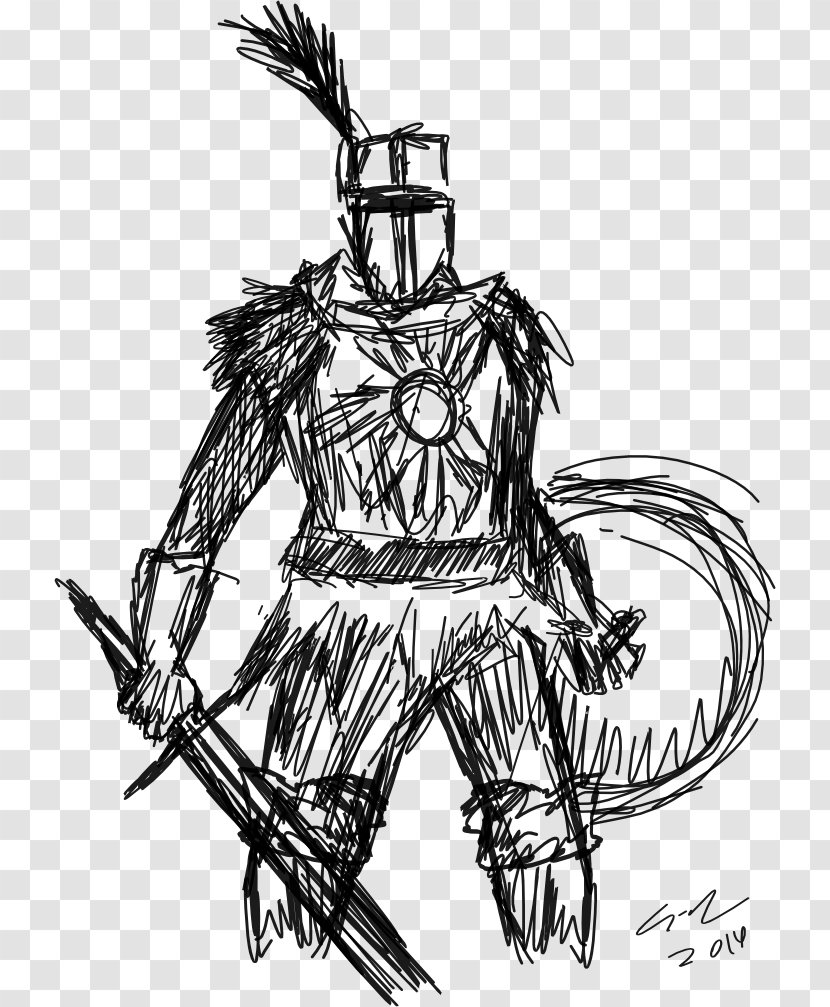 Dark Souls III Demon's Black And White Sketch Transparent PNG