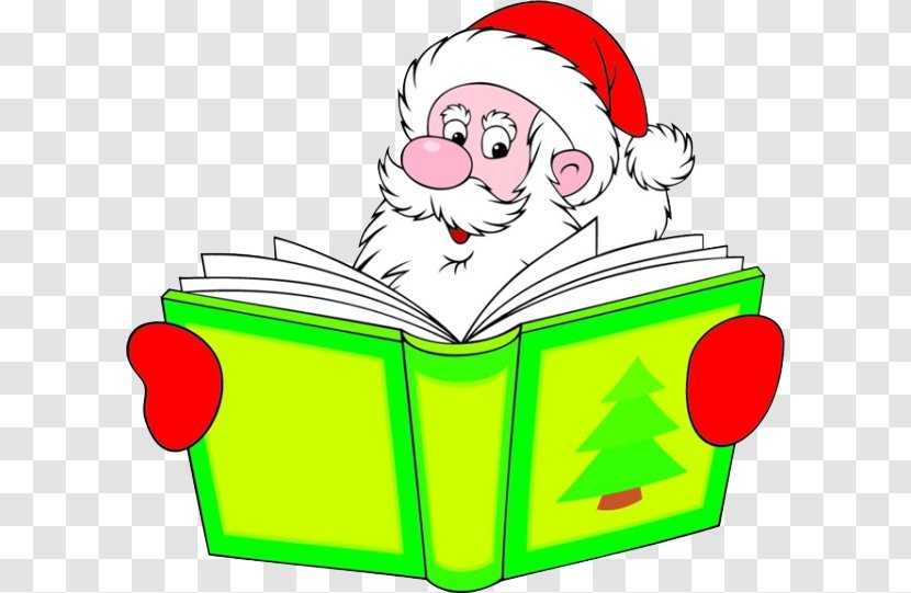 Santa Claus Reading Book Clip Art - Fictional Character Transparent PNG