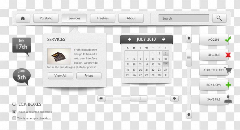 User Interface Web Page Button Design - Brand - Black And White Gray Minimalist Transparent PNG