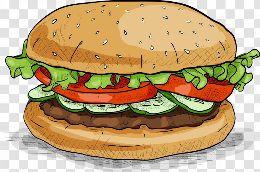 Hamburger Fast Food Veggie Burger - Sandwich - Delicious Burgers Vector Transparent PNG