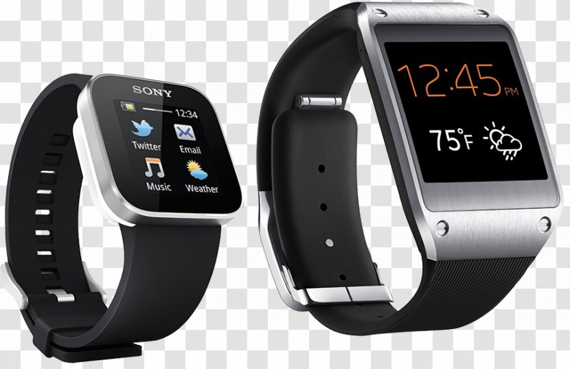 Samsung Galaxy Gear Sony SmartWatch 3 Mobile Phone - Technology - Black Men's Smart Watch Transparent PNG