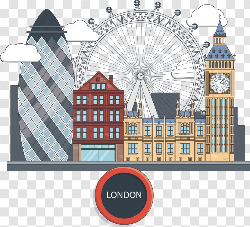 London Eye Euclidean Vector Icon - Hand-painted Building Transparent PNG