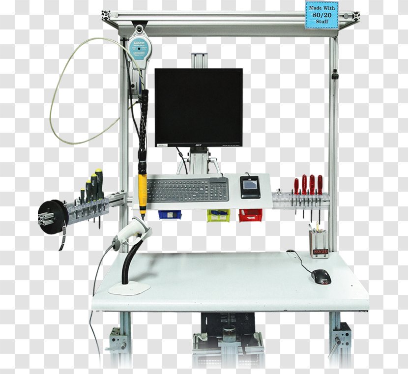 80/20 T-slot Nut Extrusion Workstation Desk - Lean Manufacturing - Framing Transparent PNG