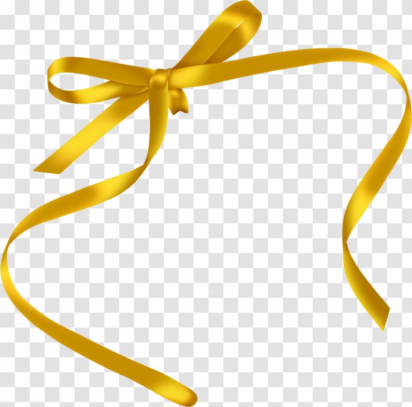 Silk Ribbon Yellow Bow Tie - Gift Transparent PNG
