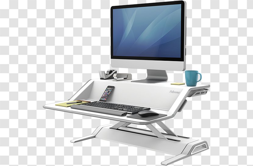 Sit-stand Desk Workstation Sitting Standing - Computer Monitor Accessory - Workspace Transparent PNG