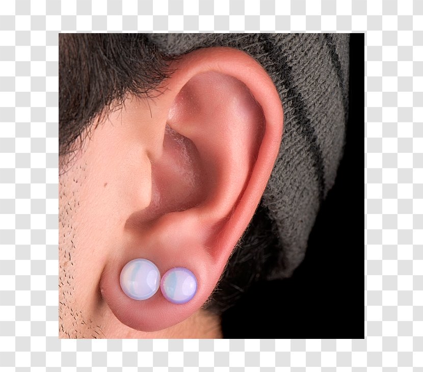 Earring Plug Opalite Fleischtunnel - Glass - Ear Transparent PNG