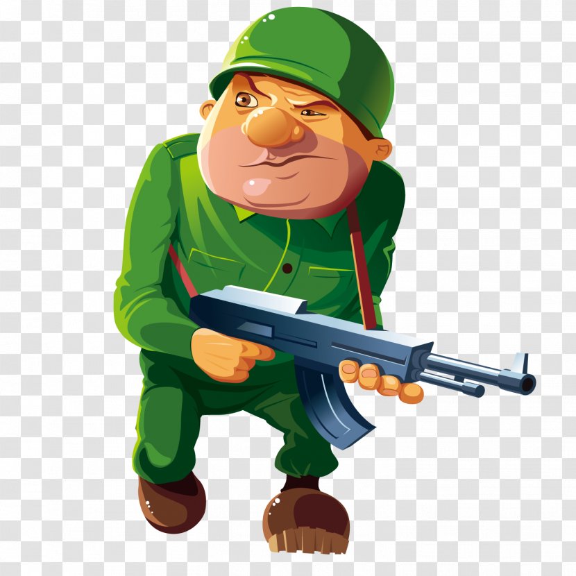 Cartoon Soldier Royalty-free Illustration - Japanese Officer Carrying Guns Transparent PNG