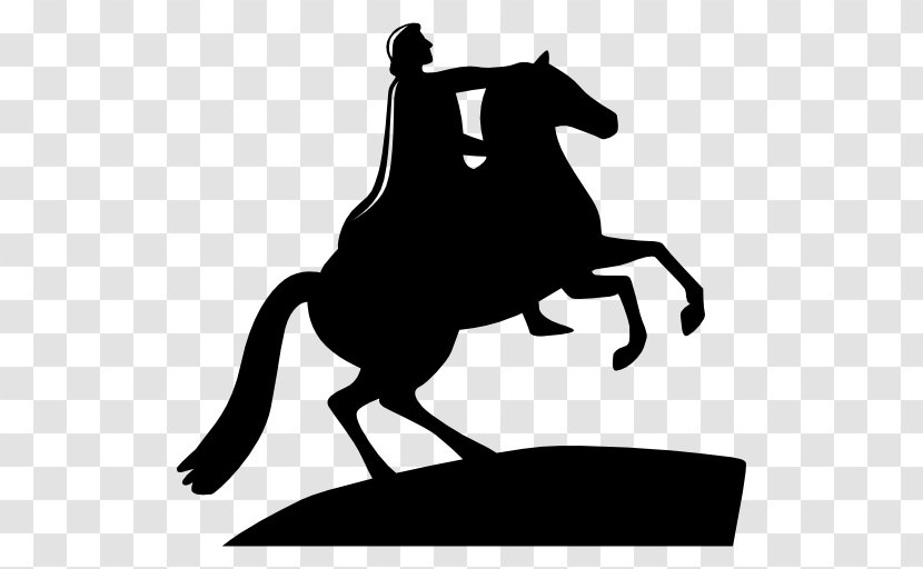 Bronze Horseman Peter The Great Statue Winter Palace Monument To I - Black And White - Horse Race Transparent PNG