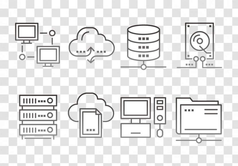 Server Cloud Computing Computer Network Icon - Drawing - Black And White Line Platform Transparent PNG