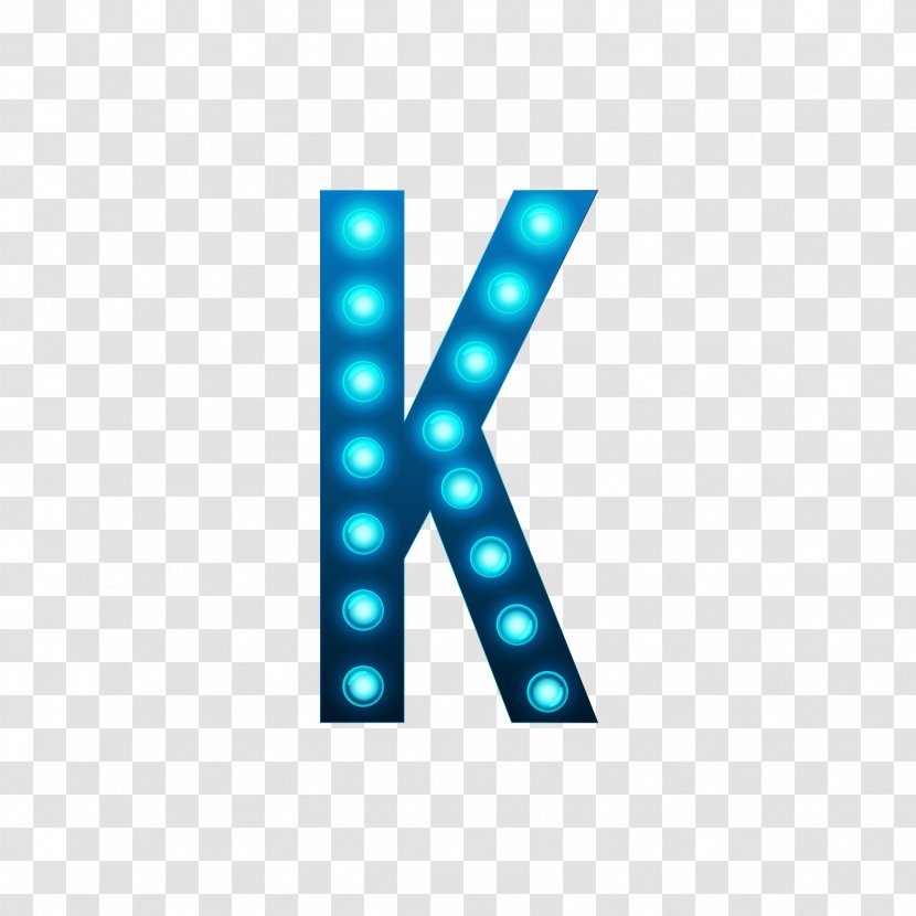 Letter K Xc5 Alphabet - Electric Blue - Luminous Lamp Letters Transparent PNG