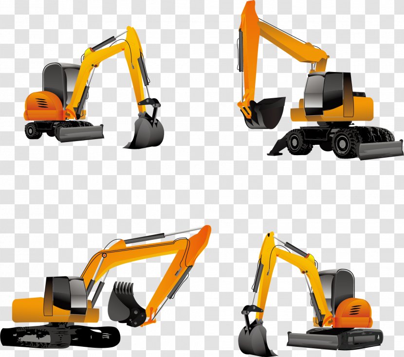 Architectural Engineering Heavy Equipment Machine Euclidean Vector Excavator - Hardware - On The Site Transparent PNG