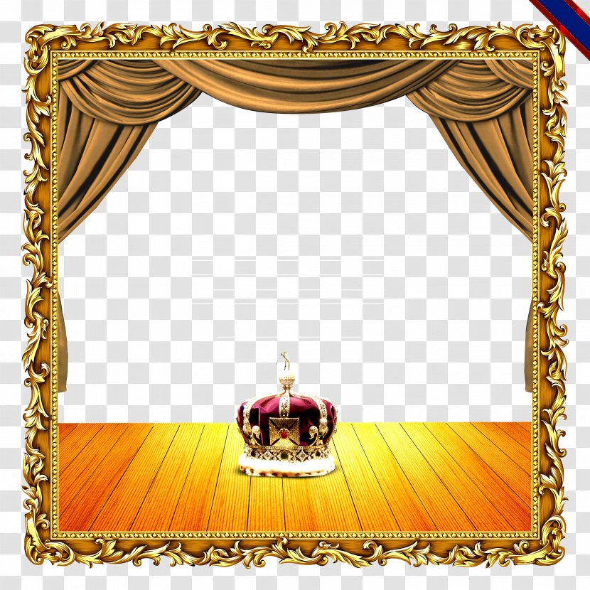 Curtain Light - Crown - Luxurious Golden Curtains Frame Collection Creative Transparent PNG