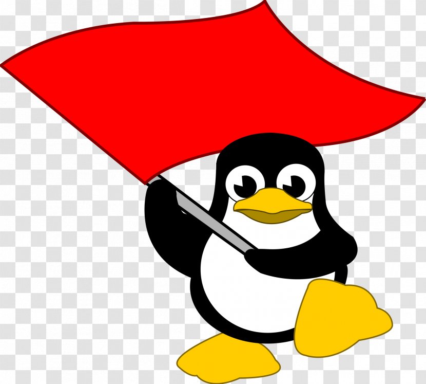 Penguin Red Flag Clip Art - Bird Cartoon Transparent PNG