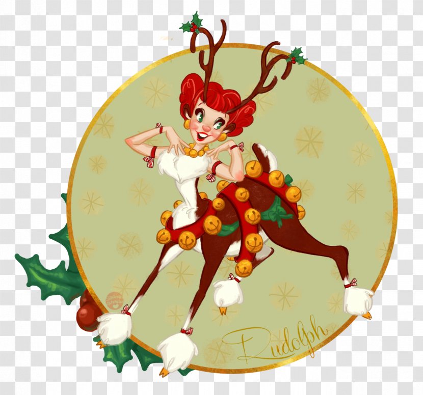Rudolph Santa Claus Reindeer Christmas Ornament - Flower - Antlers Transparent PNG