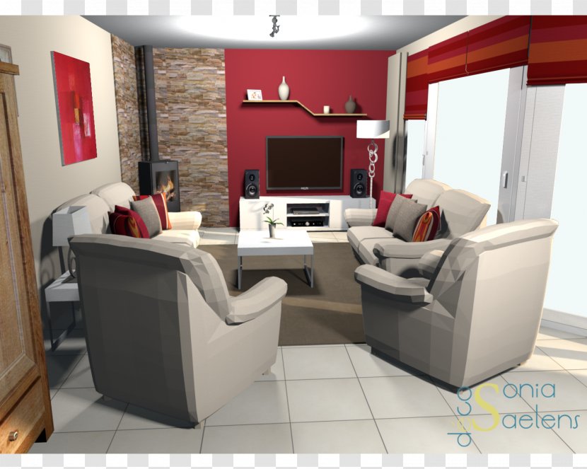 Family Room Wall Furniture Red - Grey - House Transparent PNG