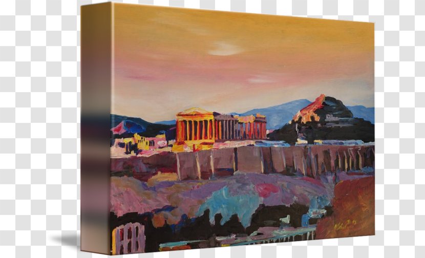 Painting Parthenon Acrylic Paint Canvas Print - Watercolor - Acropolis Transparent PNG
