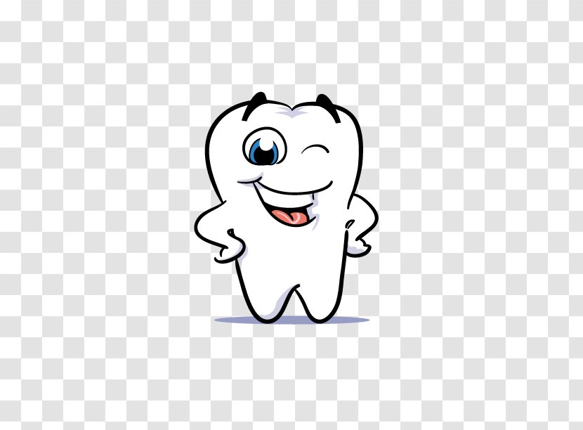 Tooth Cartoon Mouth Illustration - Heart - Painted White Teeth Transparent PNG