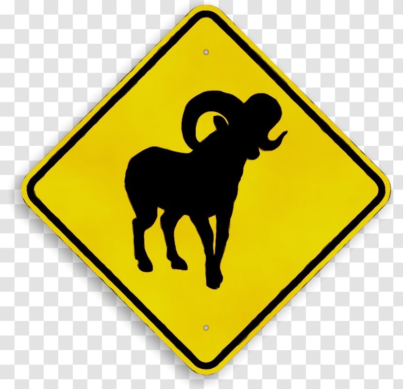 Sign Goats Yellow Traffic Aries - Signage - Symbol Sheep Transparent PNG