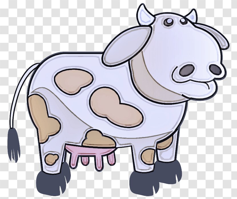 Cartoon Clip Art Bovine Animal Figure Dairy Cow - Cowgoat Family Livestock Transparent PNG