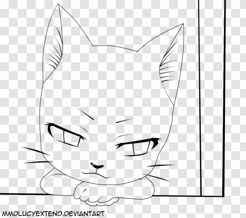 Line Art Whiskers Kitten Drawing Domestic Short-haired Cat - Heart Transparent PNG