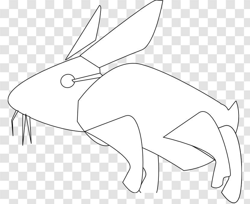 Rabbit Hare Line Art White Drawing - Frame Transparent PNG