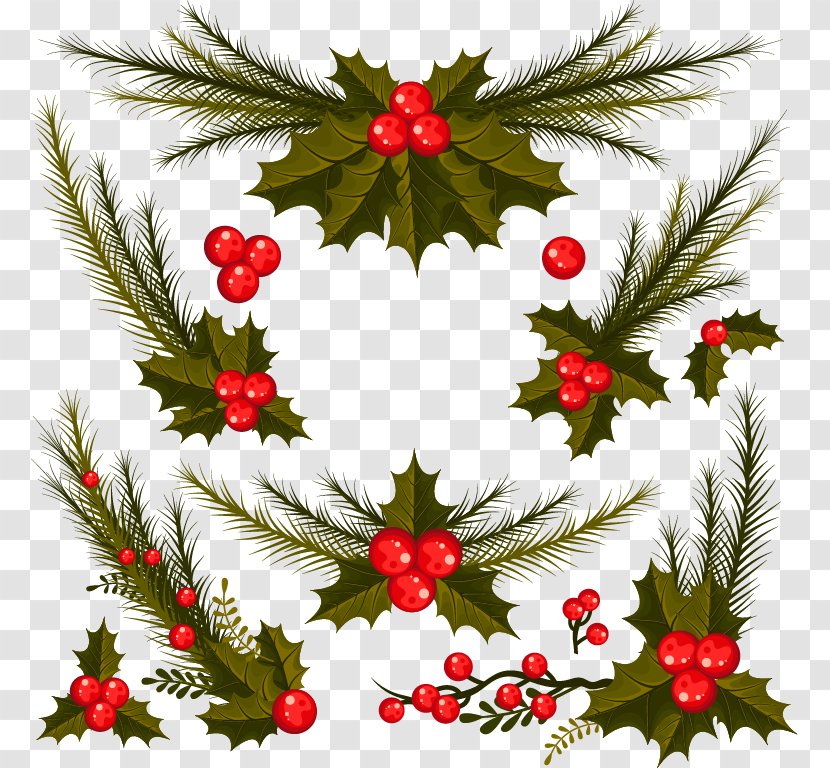 Flower Element - Christmas Decoration - Vector Decorative Floral Elements Transparent PNG