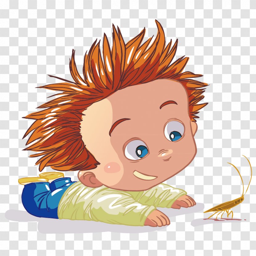 Child Play Cartoon Comics - Cuteness - Tummy Observed Grasshopper Boy Transparent PNG