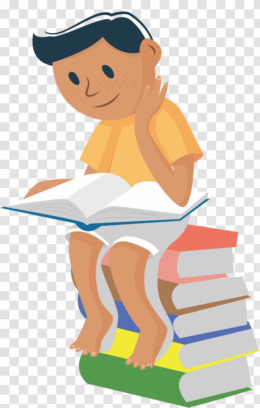 Reading Clip Art - Cartoon - The Man Sitting On Book Transparent PNG