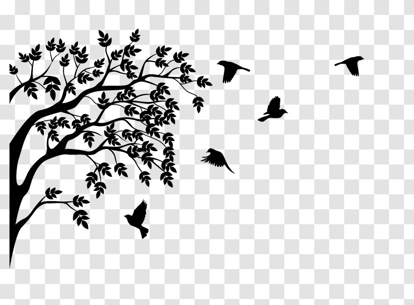 Bird Royalty-free Tree - Black And White Transparent PNG