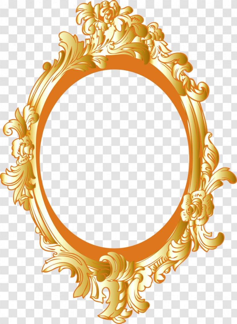 Picture Frames Gold Oval Clip Art - Flower - Mirror Transparent PNG