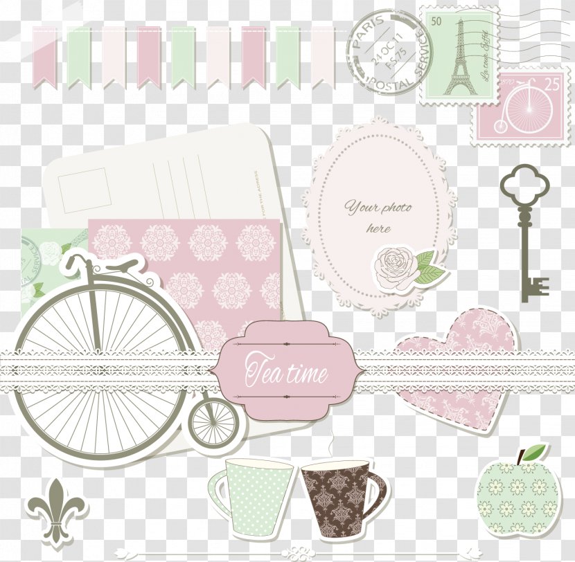Postage Stamp Scrapbooking Ornament - Silhouette - Vector Bike Transparent PNG