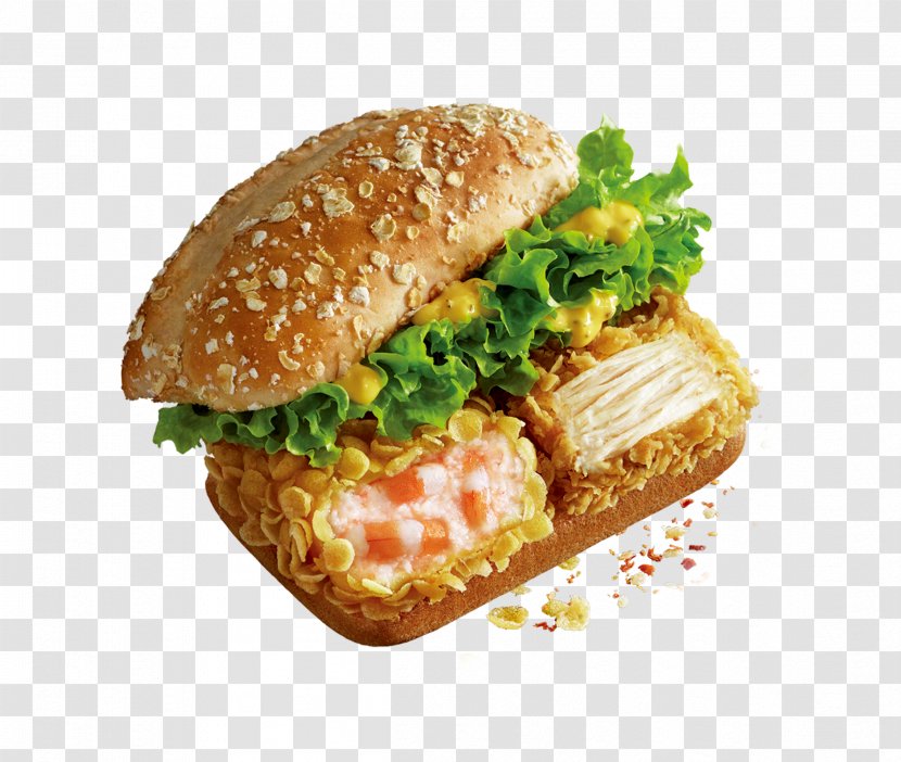 KFC Barbecue Chicken Hamburger Fast Food - Spicy Burger Pattern Transparent PNG