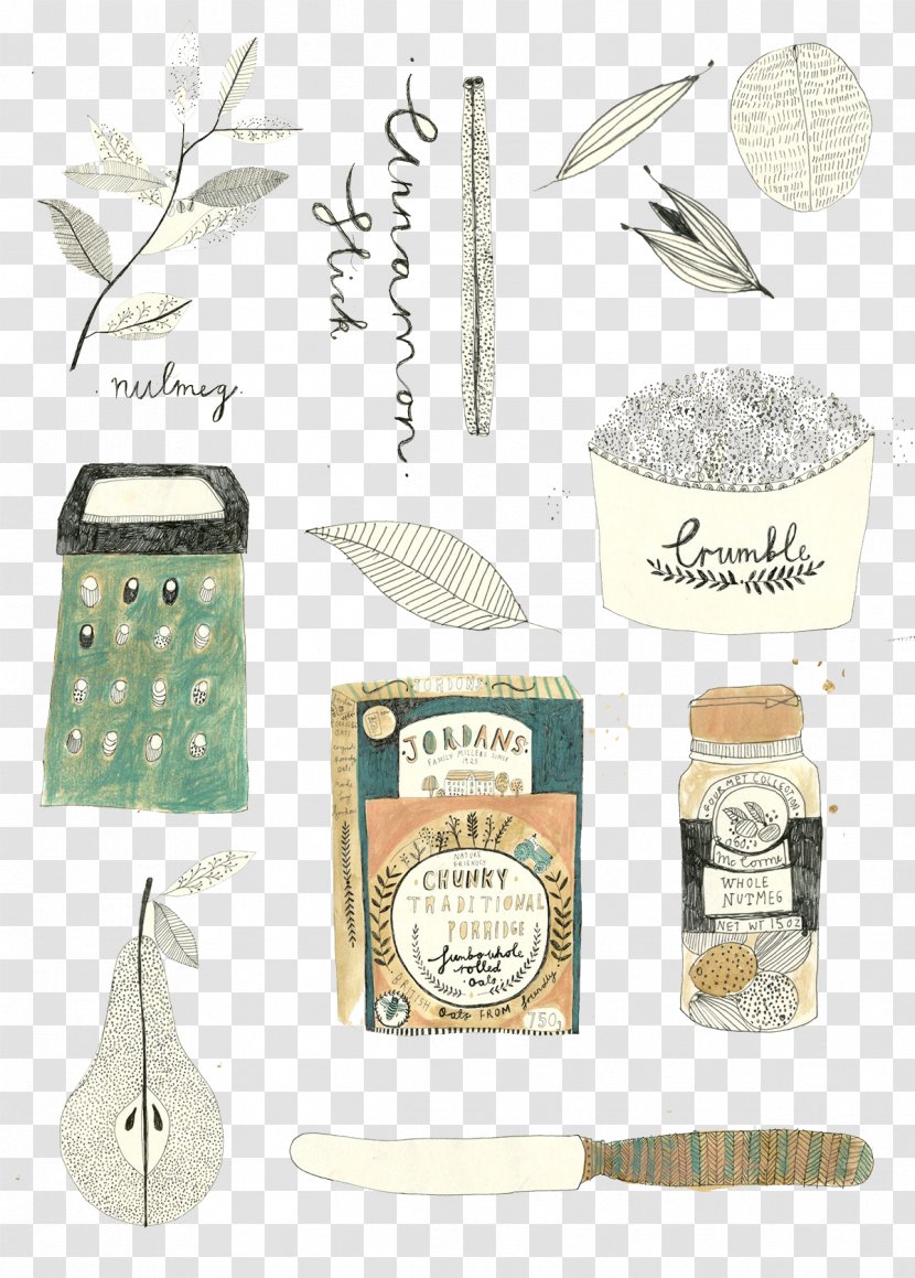 Illustrator Recipe Cookbook Art Illustration - Hand-painted Vintage Product Label Transparent PNG