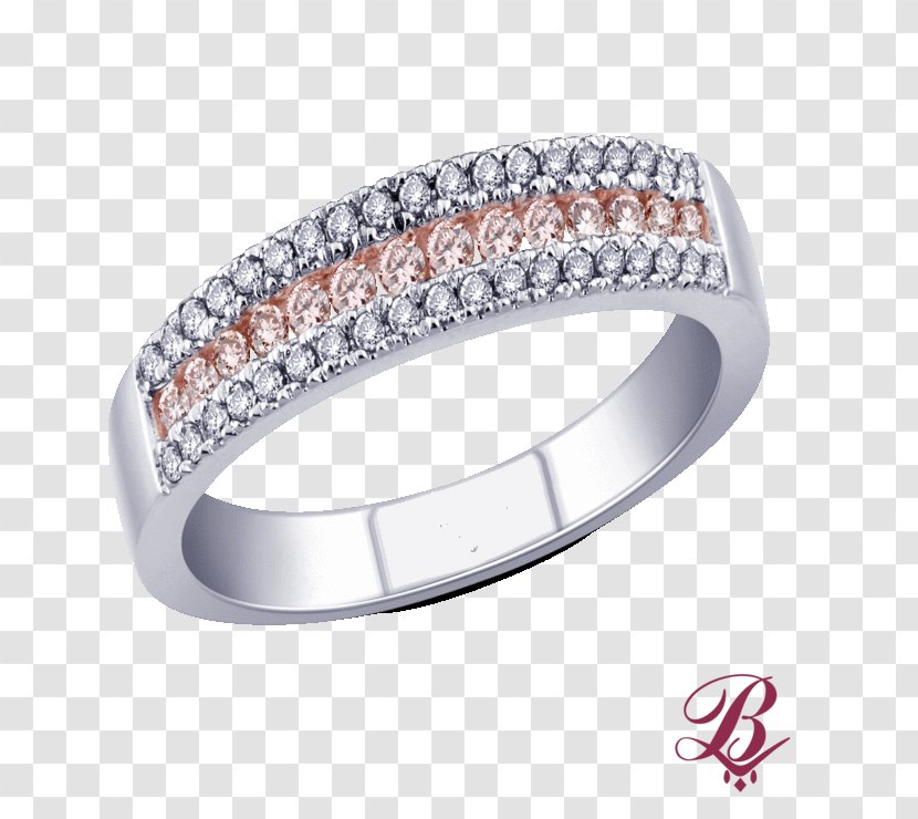 Wedding Ring Silver Diamond - Pink Transparent PNG