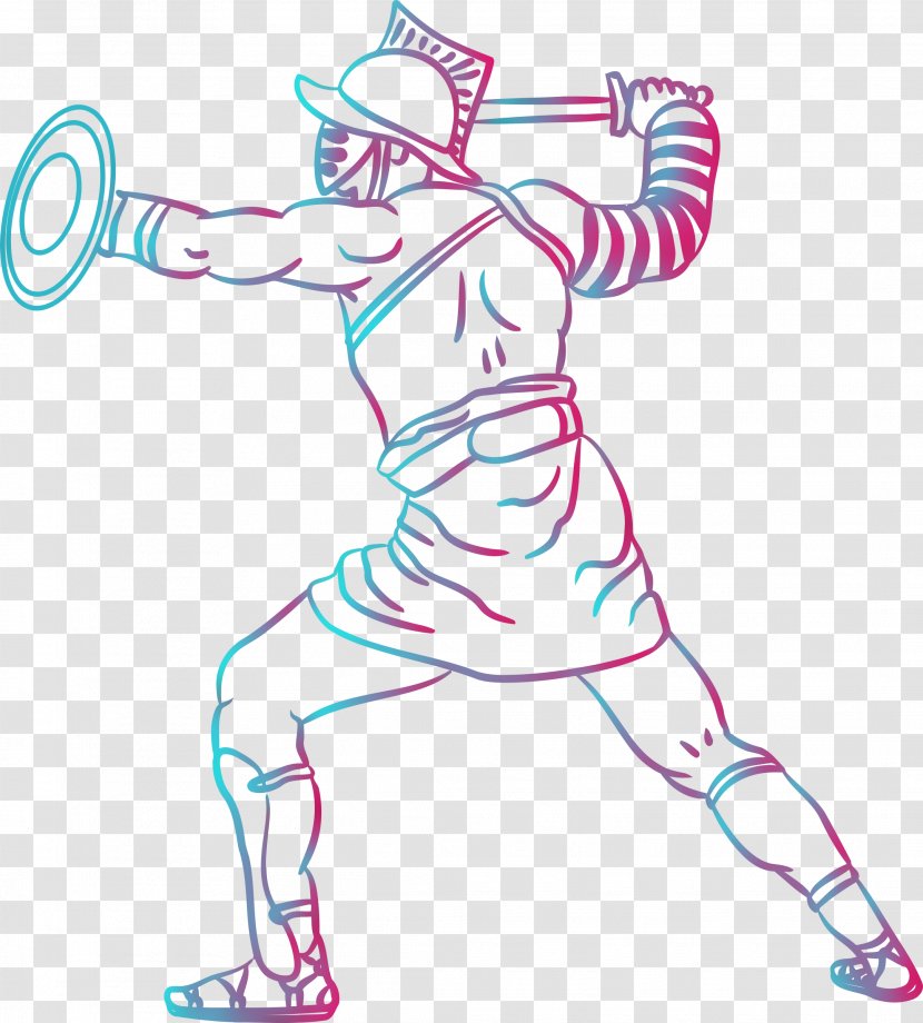 Ancient Rome Line Art Gladiator Clip - Cartoon Transparent PNG