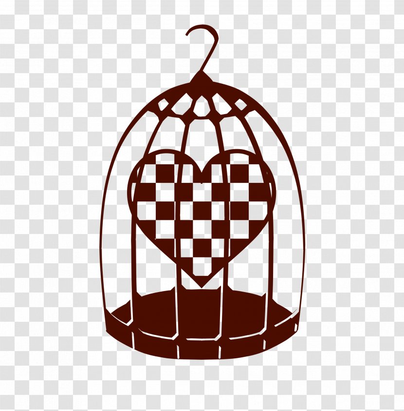Bird Cage And Heart Clipart. - Checkerboard Transparent PNG