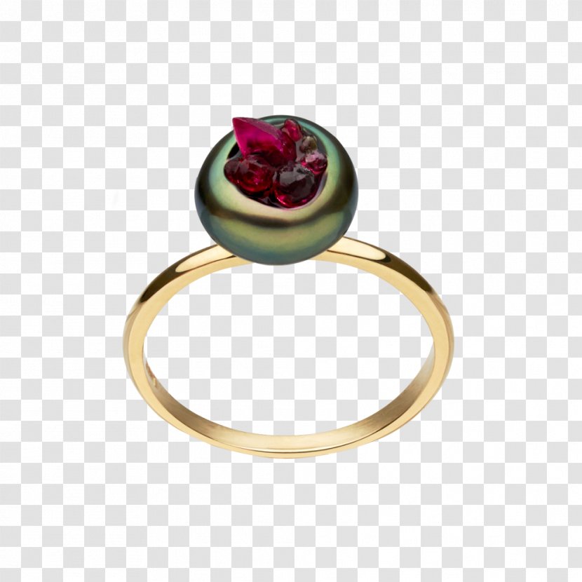 Ruby Ring Jewellery Gemstone Tahitian Pearl - Gold Transparent PNG