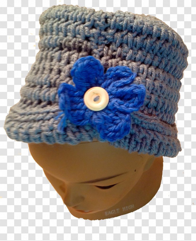 Knit Cap Crochet Hat Cobalt Blue Quilt - Menu Transparent PNG