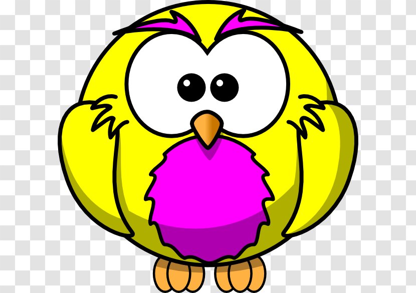Tawny Owl Bird Clip Art - Cartoon - Purple And Yellow Transparent PNG